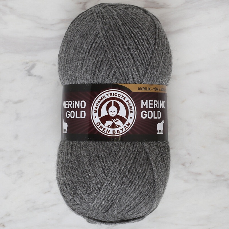 Madame Tricote Paris Merino Gold Knitting Yarn, Dark Grey – 008