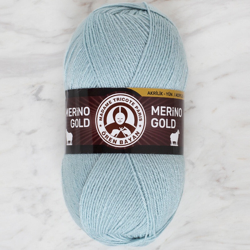 Madame Tricote Paris Merino Gold Knitting Yarn, Light Blue – 0135