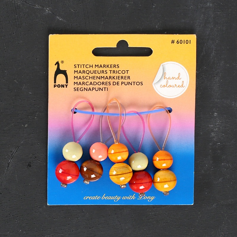 Pony 5 pcs Wooden Beaded Stitch Markers, Assorted Colors – 60101