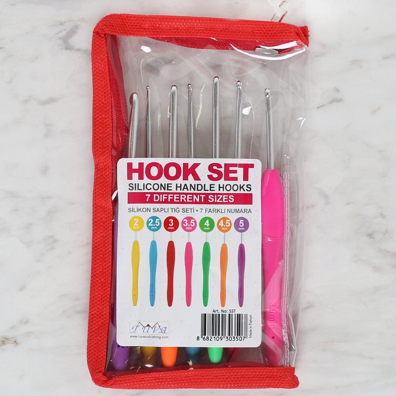 Tuva 7 pcs Silicon Handle Crochet Hook Set