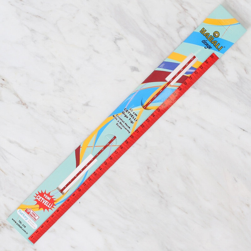 Yabal 3mm 35 cm Crochet Hook with Measure, Red – YBL-348
