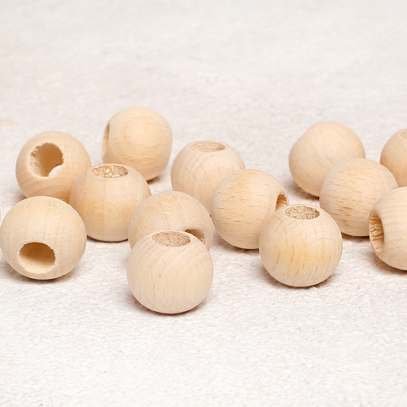 Loren Crafts 30 pcs 18mm Raw Wooden Bead, Round