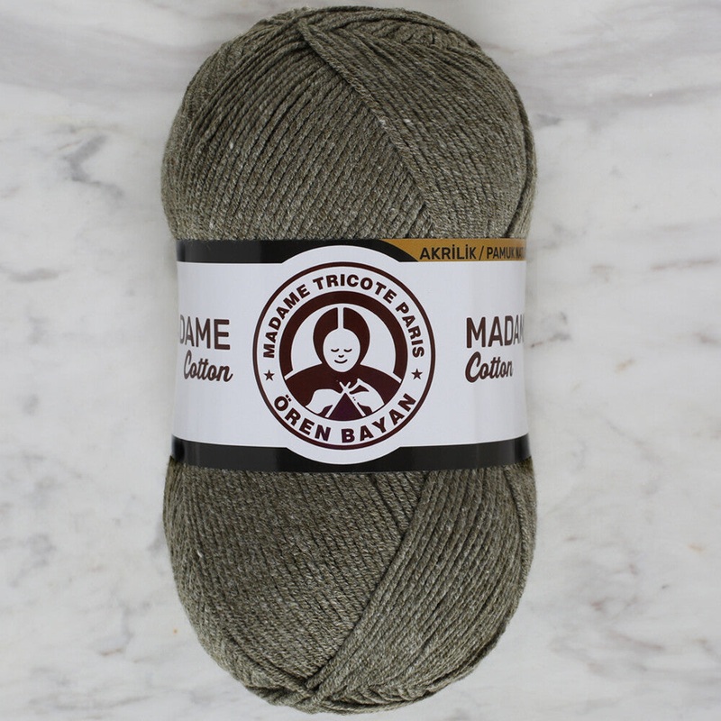 Madame Tricote Paris Madame Cotton Yarn, Khaki Green – 055