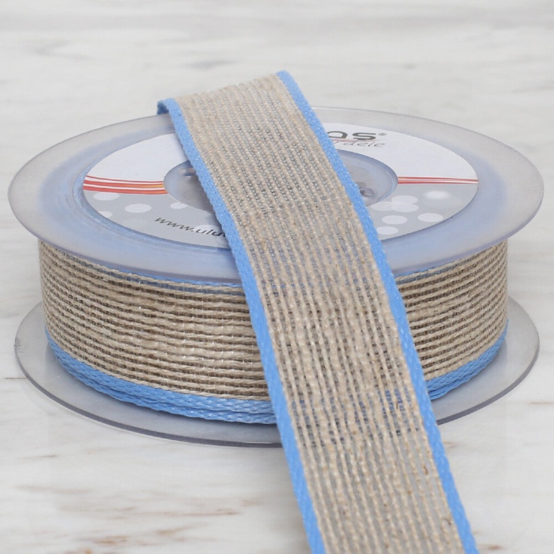 Uluta 2.5 cm 10 m Linen Ribbon, Blue