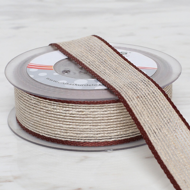 Uluta 2.5 cm 10 m Linen Ribbon, Brown