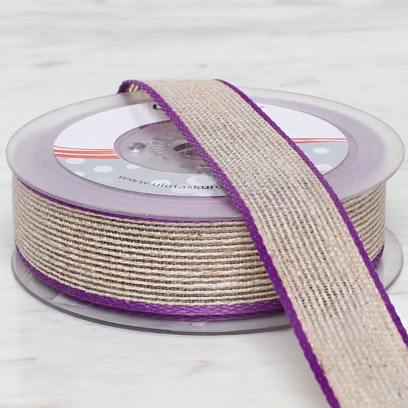 Uluta 2.5 cm 10 m Linen Ribbon, Lilac