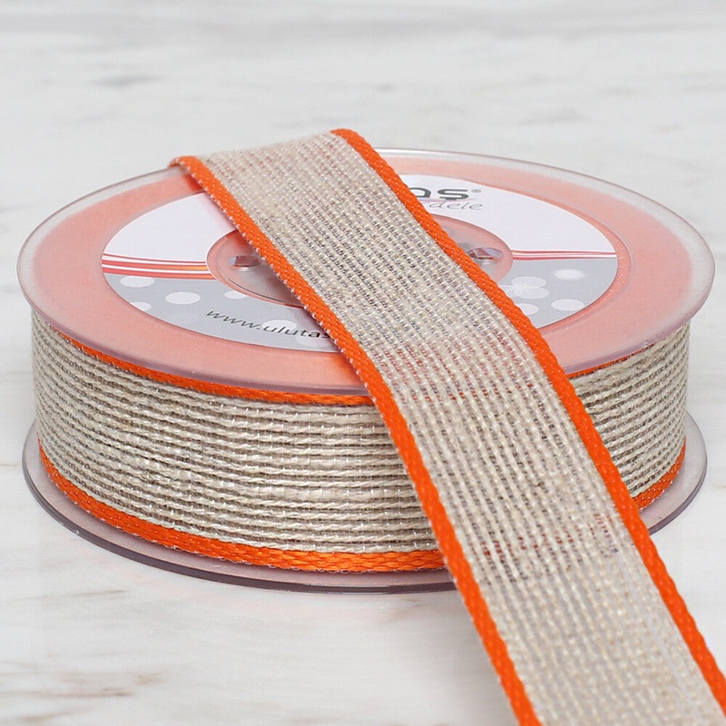 Uluta 2.5 cm 10 m Linen Ribbon, Orange