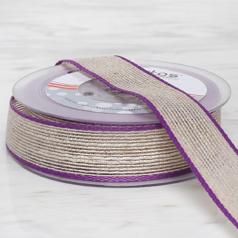 Uluta  2.5 cm 10 m Linen Ribbon, Purple