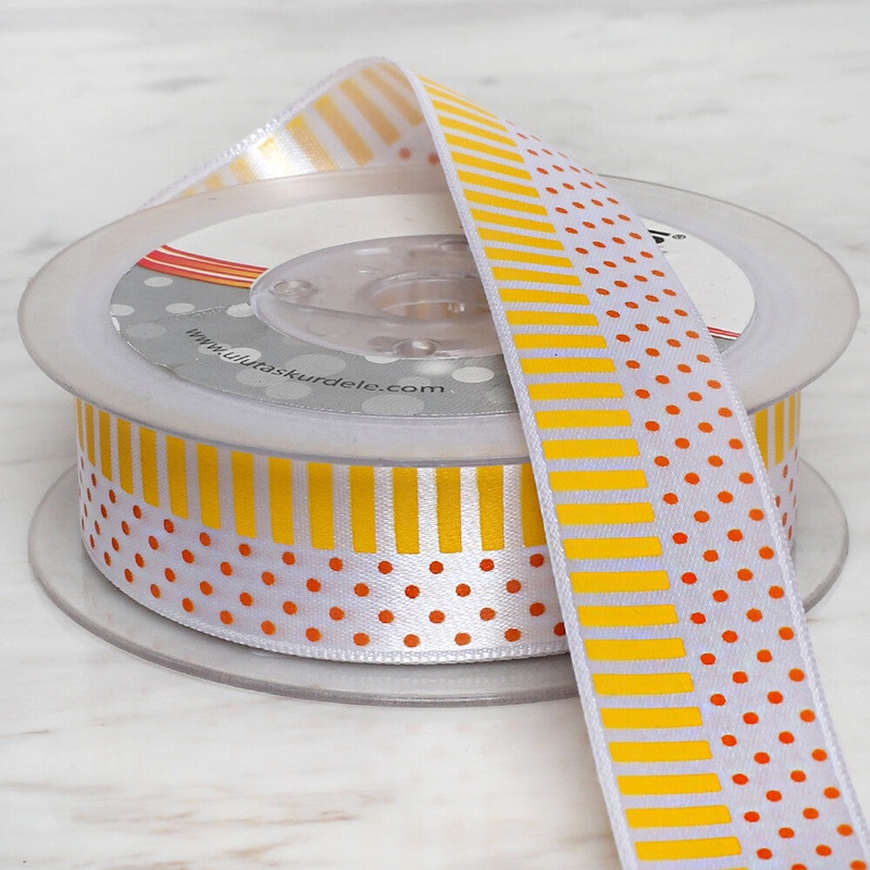 Uluta 2.5 cm 20 m Patterned Satin Ribbon, Yellow