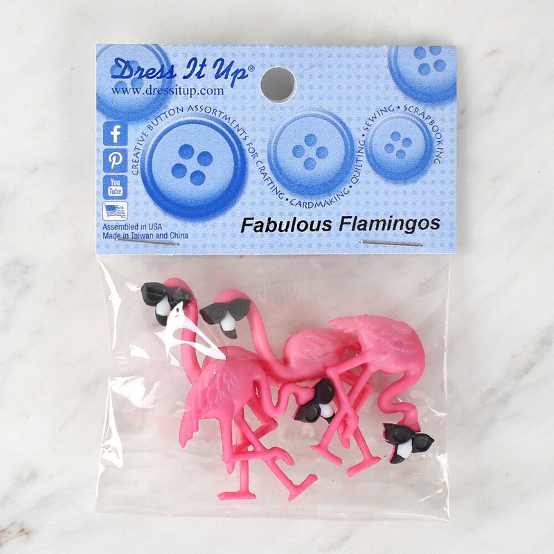 Dress It Up Creative Button Assortment, Fabulous Flamingos – 11391