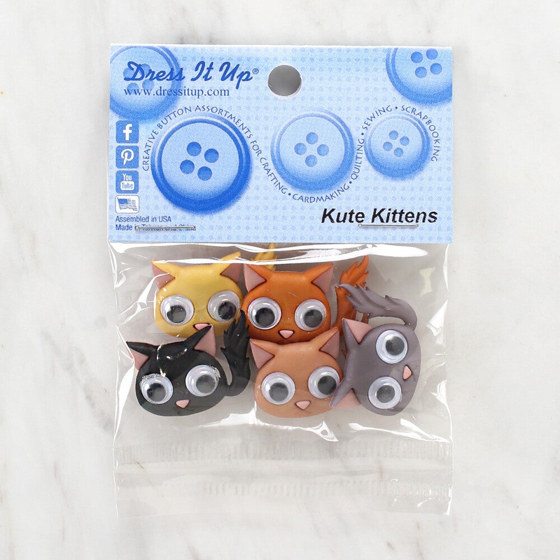 Dress It Up Creative Button Assortment, Kute Kittens – 10279