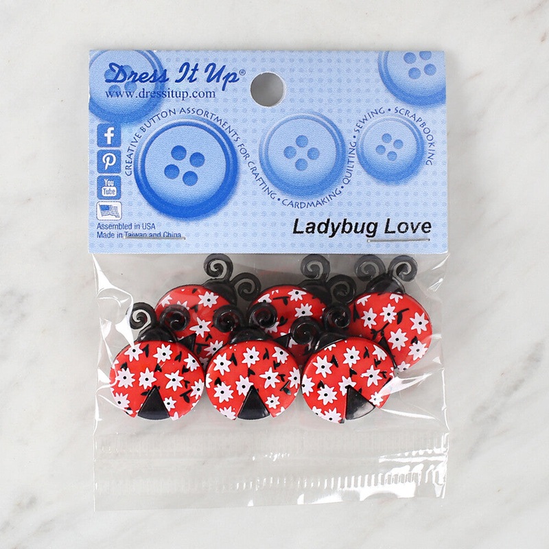 Dress It Up Creative Button Assortment, Ladybug Love – 9384