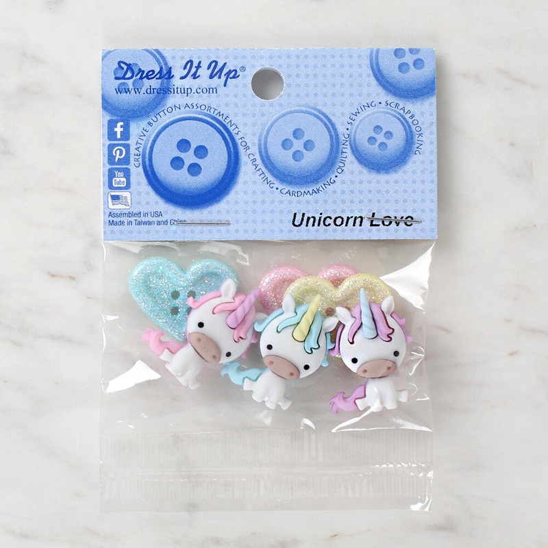 Dress It Up Creative Button Assortment, Unicorn Love – 10276
