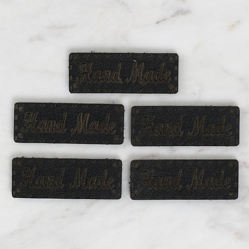 Loren Crafts 5 pcs Leather Handmade Tag, Black