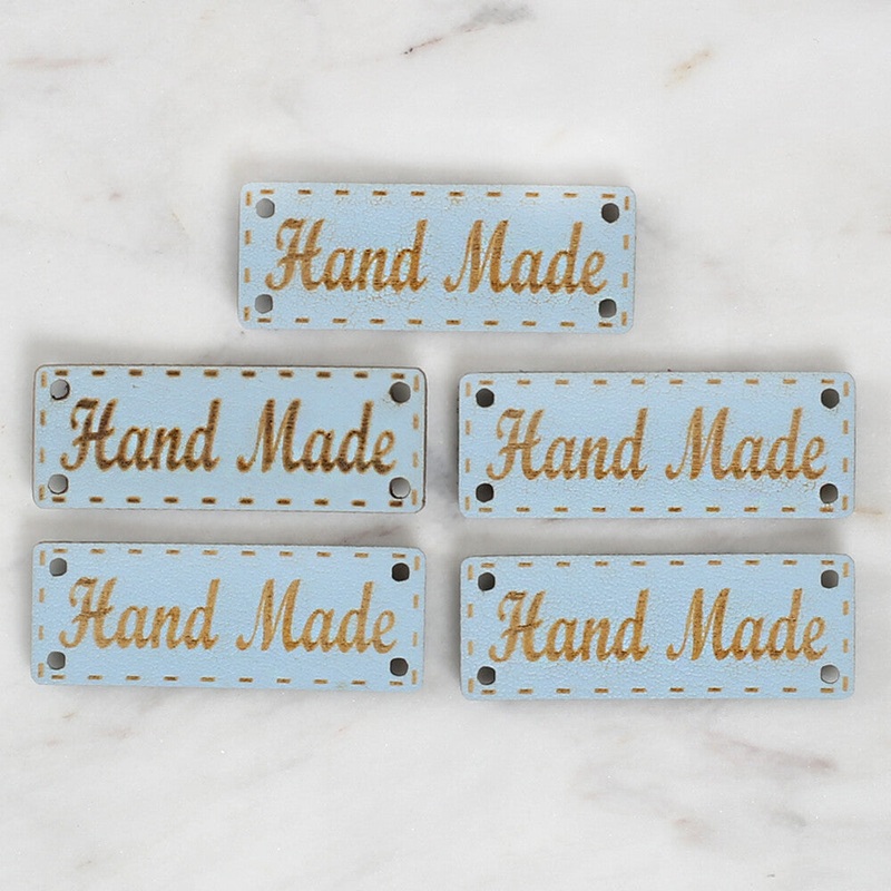 Loren Crafts 5 pcs Leather Handmade Tag, Blue