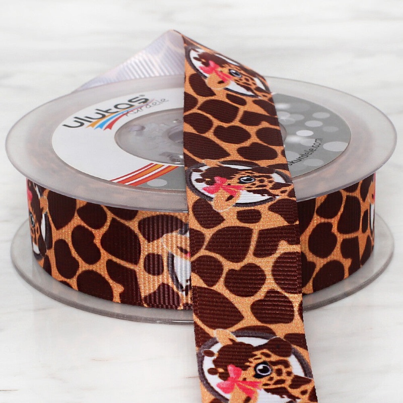 Uluta 2.5 cm 20 m Zebra Patterned Grosgrain Ribbon