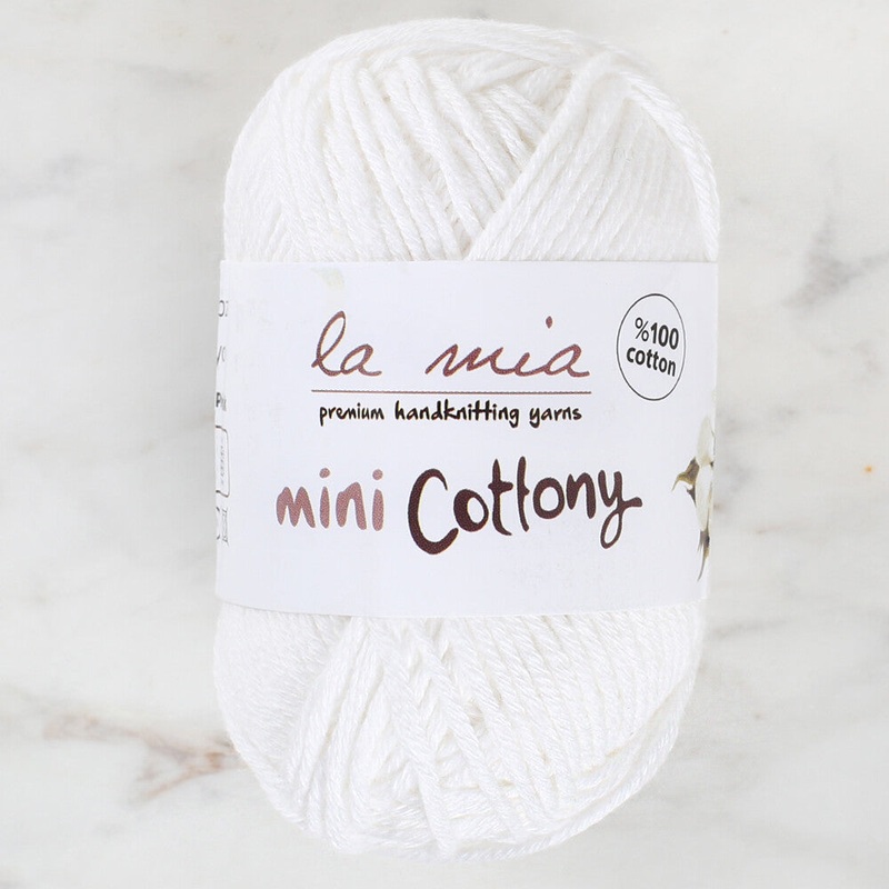 La Mia Mini Cottony 25 g Baby Yarn, White – L001