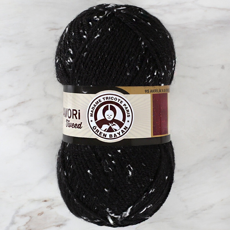 Madame Tricote Paris Favori Tweed Yarn, Black – 999D