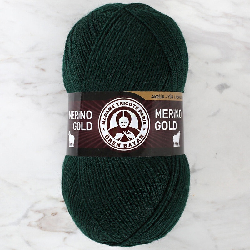 Madame Tricote Paris Merino Gold Yarn, Dark Green – 088