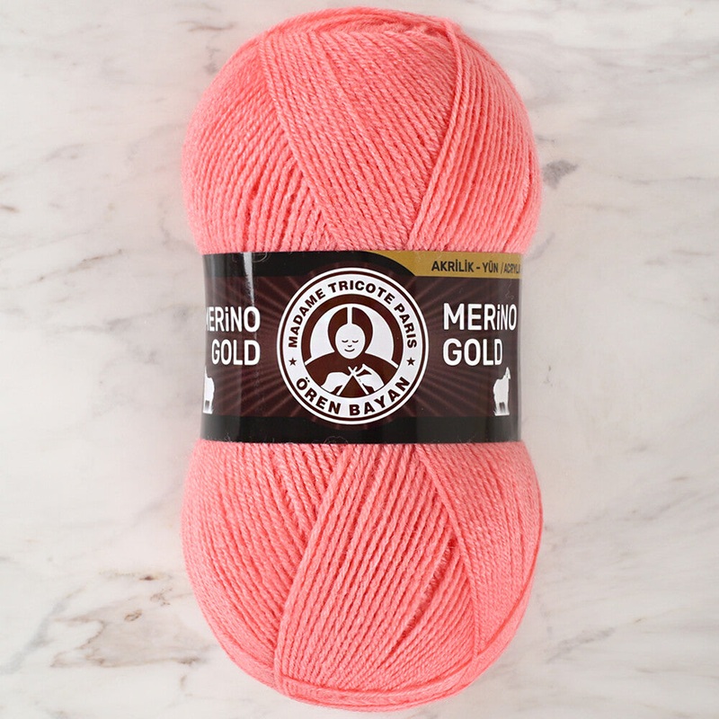 Madame Tricote Paris Merino Gold Yarn, Pinkish Orange – 036