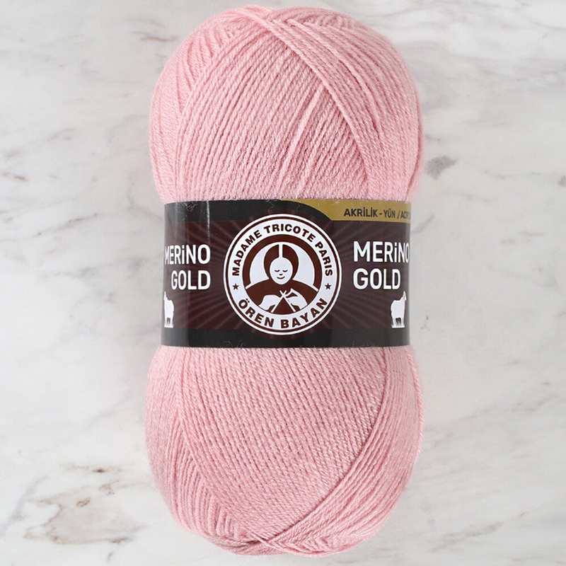Madame Tricote Paris Merino Gold Yarn, Powder Pink – 001