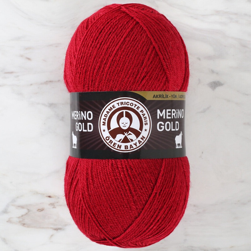 Madame Tricote Paris Merino Gold Yarn, Red – 034