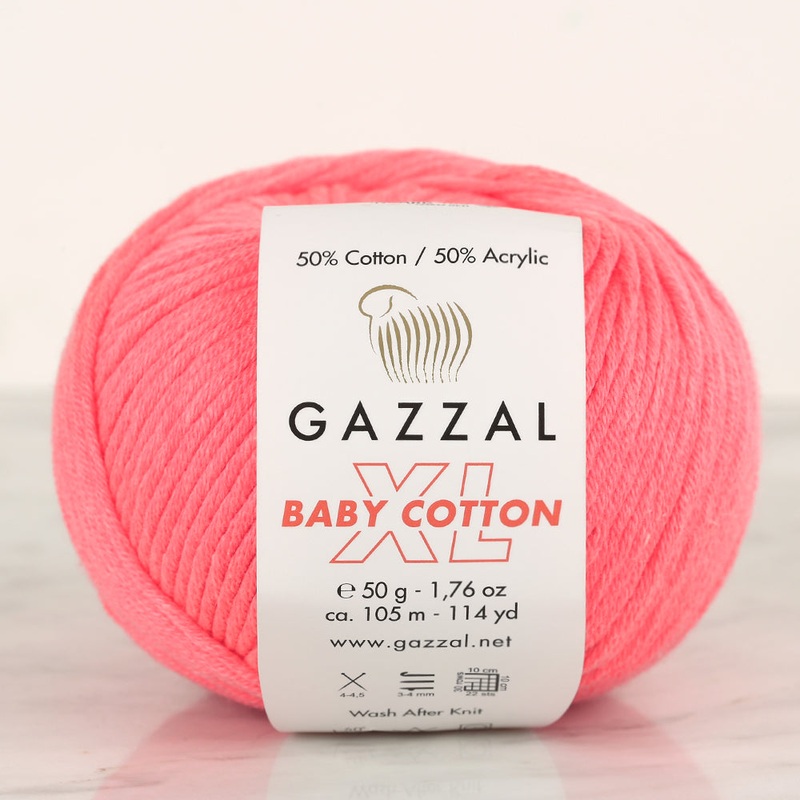 Gazzal Baby Cotton XL Knitting Yarn, Pinkish Orange – 3460XL