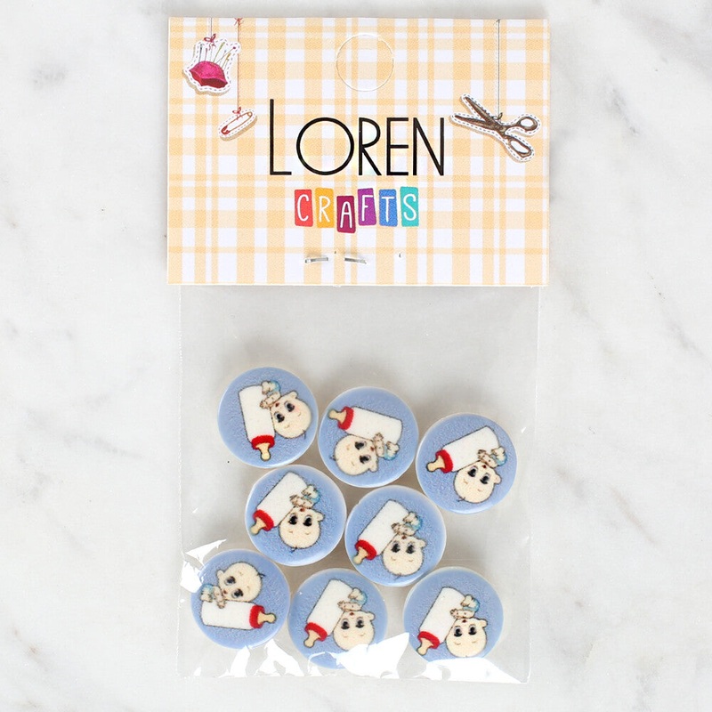 Loren Crafts 8 Pack Baby with a Bottle Patterned Button – 1241