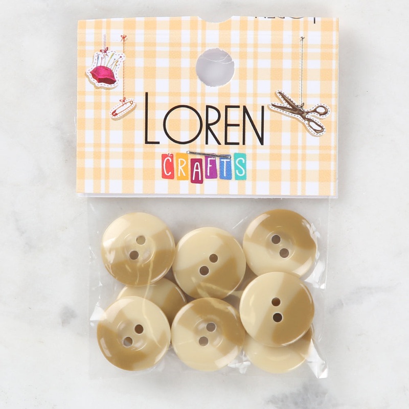 Loren Crafts 8 Pack Button, Beige – 1142