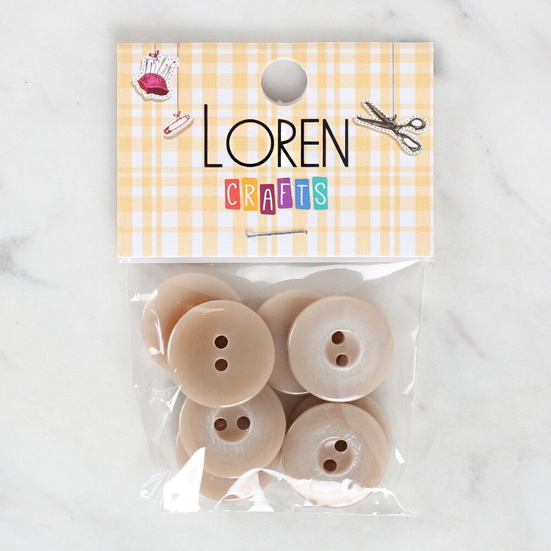 Loren Crafts 8 Pack Button, Beige – 1153