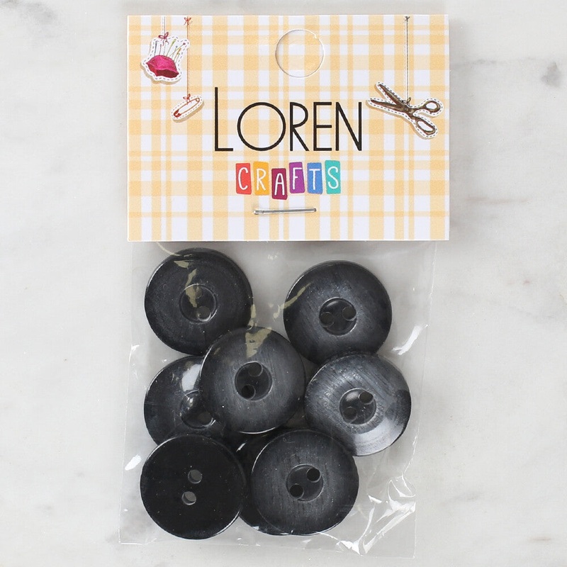 Loren Crafts 8 Pack Button, Black – 1146