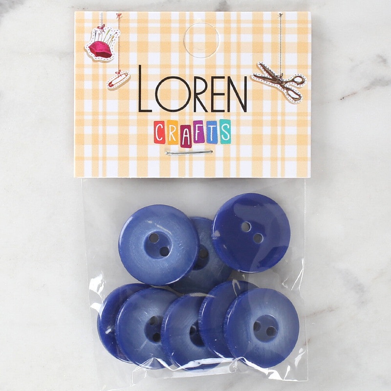Loren Crafts 8 Pack Button, Blue – 1117