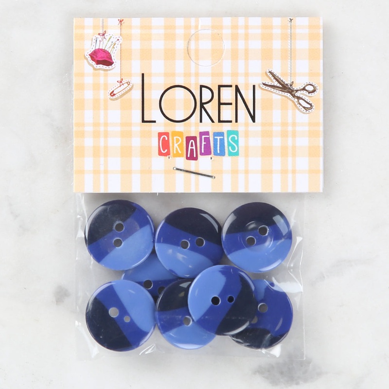 Loren Crafts 8 Pack Button, Blue – 1141