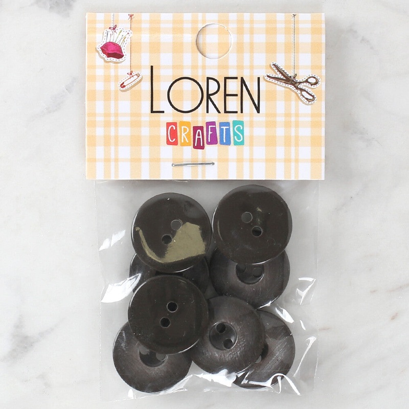 Loren Crafts 8 Pack Button, Brown – 1107