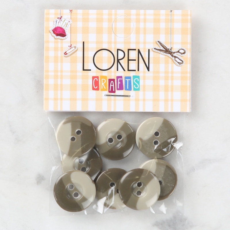 Loren Crafts 8 Pack Button, Brown  – 1140