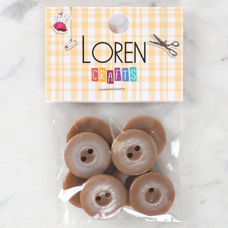 Loren Crafts 8 Pack Button, Brown – 1150