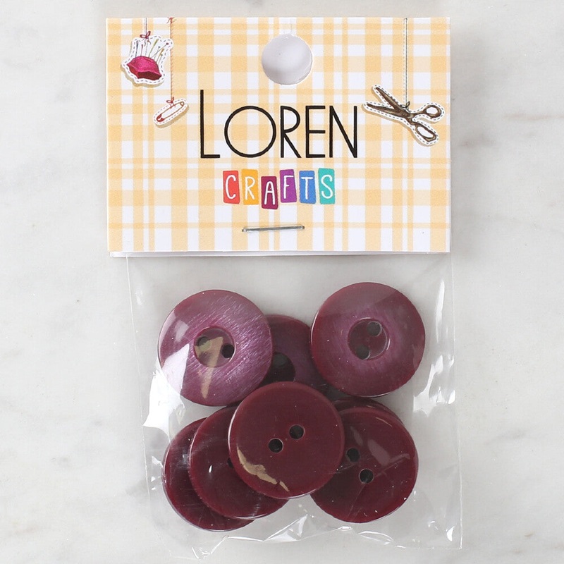 Loren Crafts 8 Pack Button, Cherry – 1151