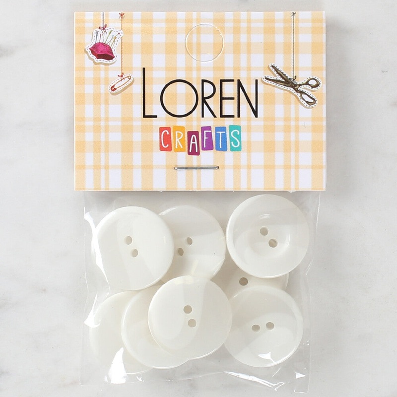 Loren Crafts 8 Pack Button, Cream – 1130