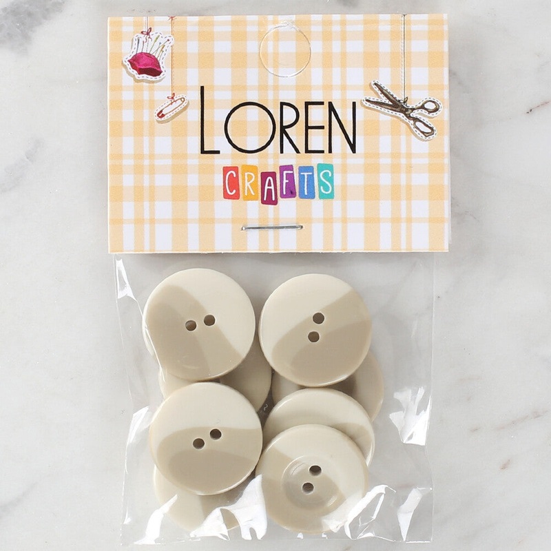 Loren Crafts 8 Pack Button, Cream – 1131