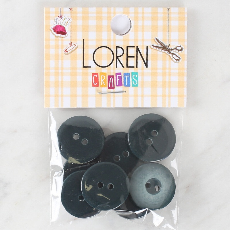 Loren Crafts 8 Pack Button, Dark Grey – 1111