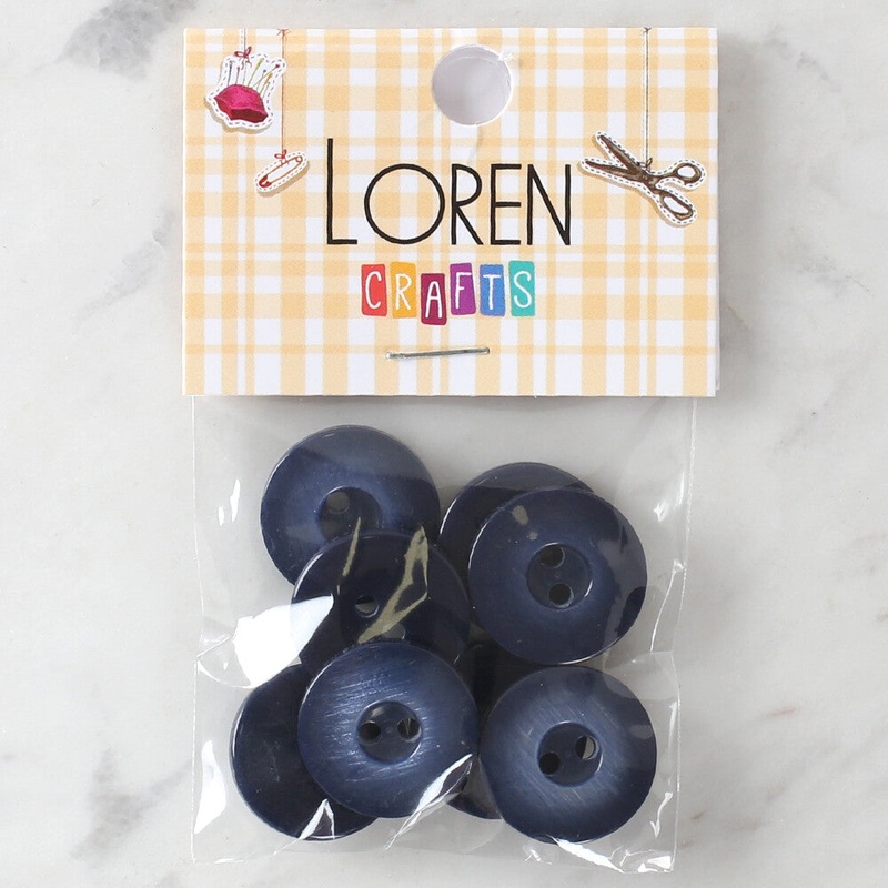 Loren Crafts 8 Pack Button, Navy Blue – 1108