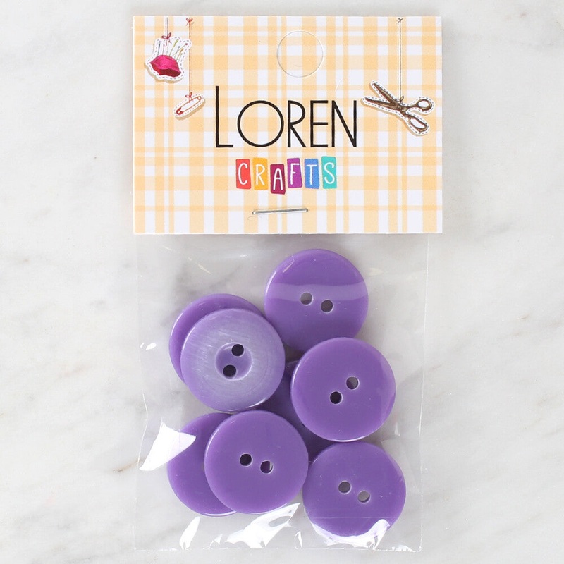 Loren Crafts 8 Pack Button, Purple – 1109