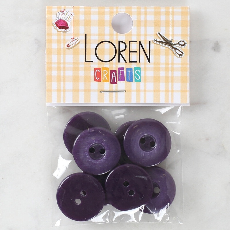 Loren Crafts 8 Pack Button, Purple – 1148