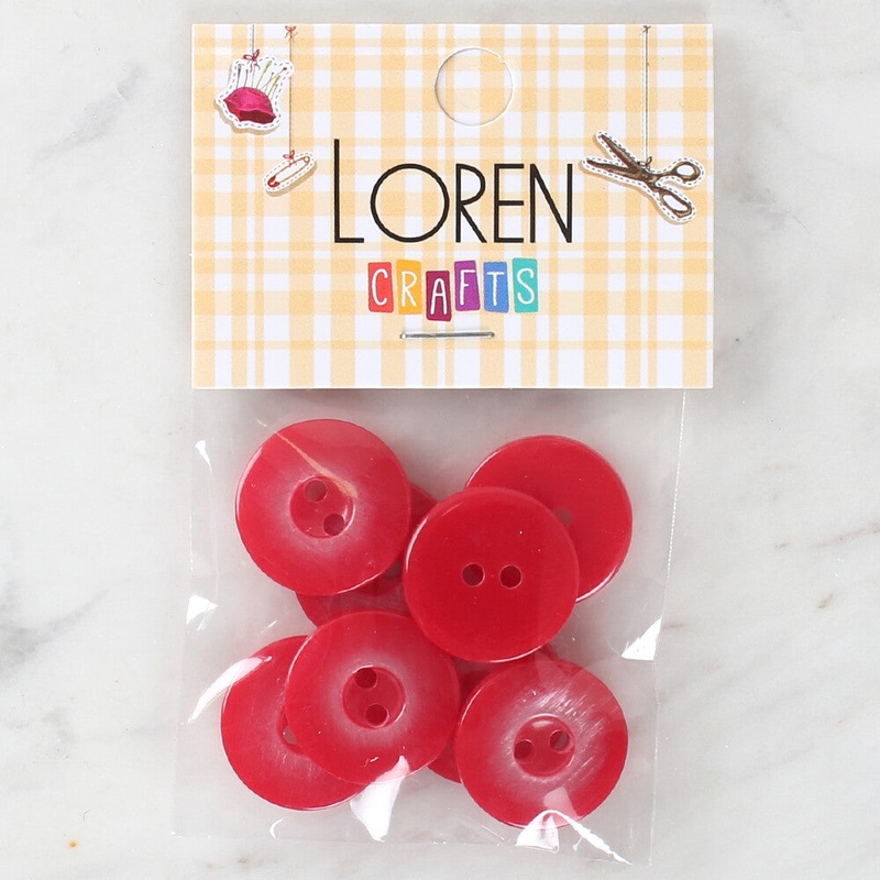 Loren Crafts 8 Pack Button, Red – 1113