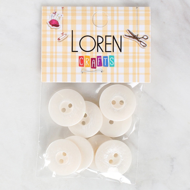 Loren Crafts 8 Pack Button, White – 1114
