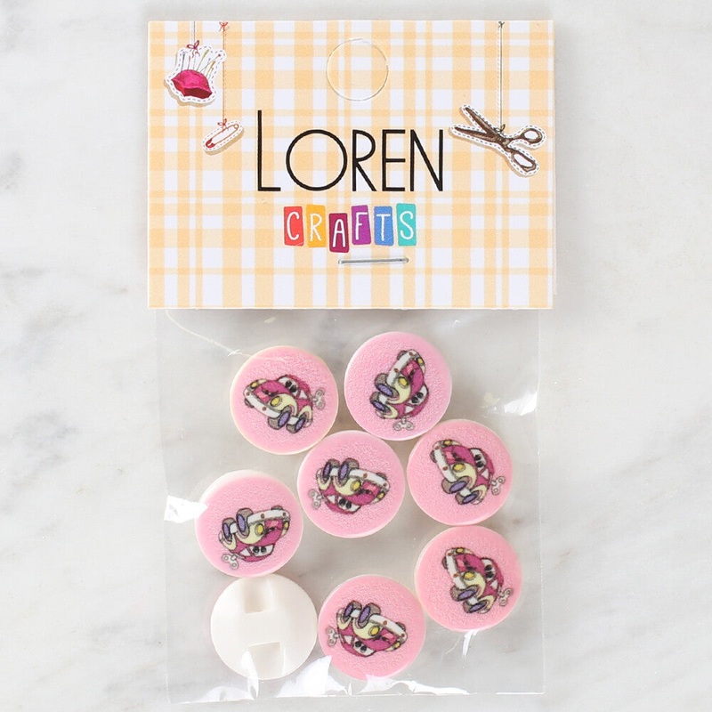 Loren Crafts 8 Pack Car Patterned Button – 1029