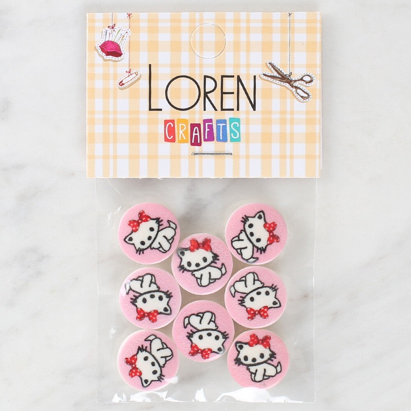 Loren Crafts 8 Pack Cat Patterned Button – 1027