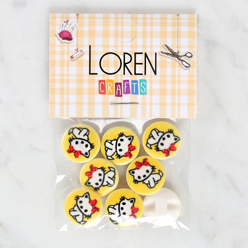 Loren Crafts 8 Pack Cat Patterned Button – 1063