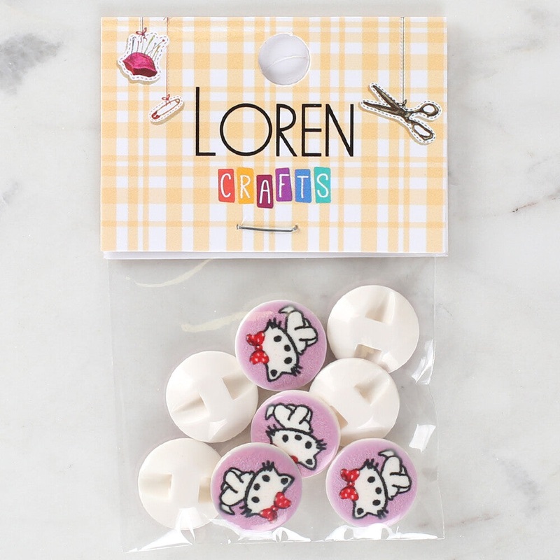 Loren Crafts 8 Pack Cat Patterned Button – 1064