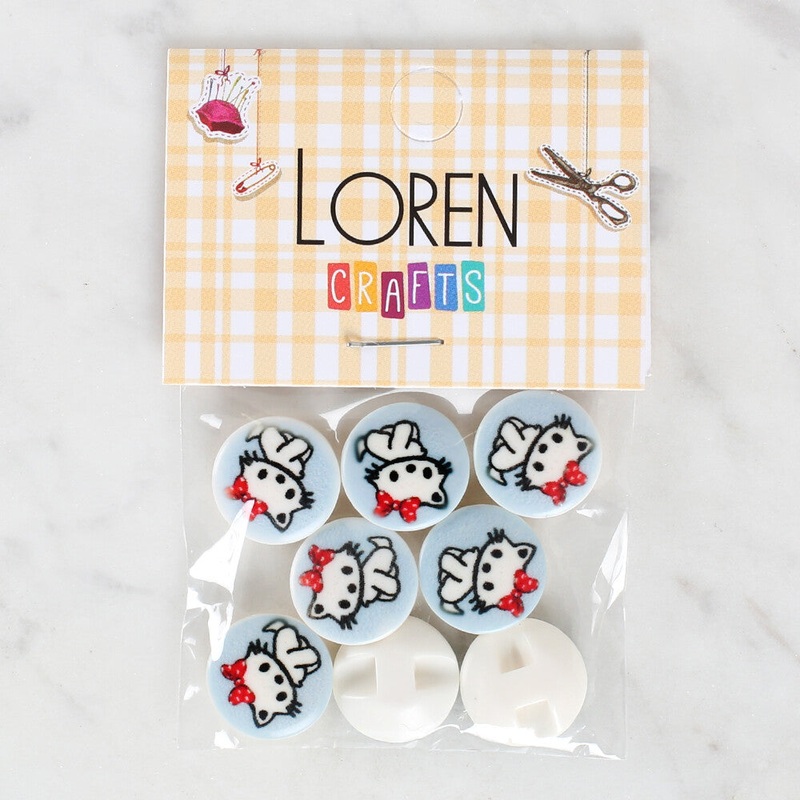 Loren Crafts 8 Pack Cat Patterned Button – 1066